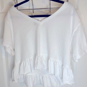 White Frilled Crop Top